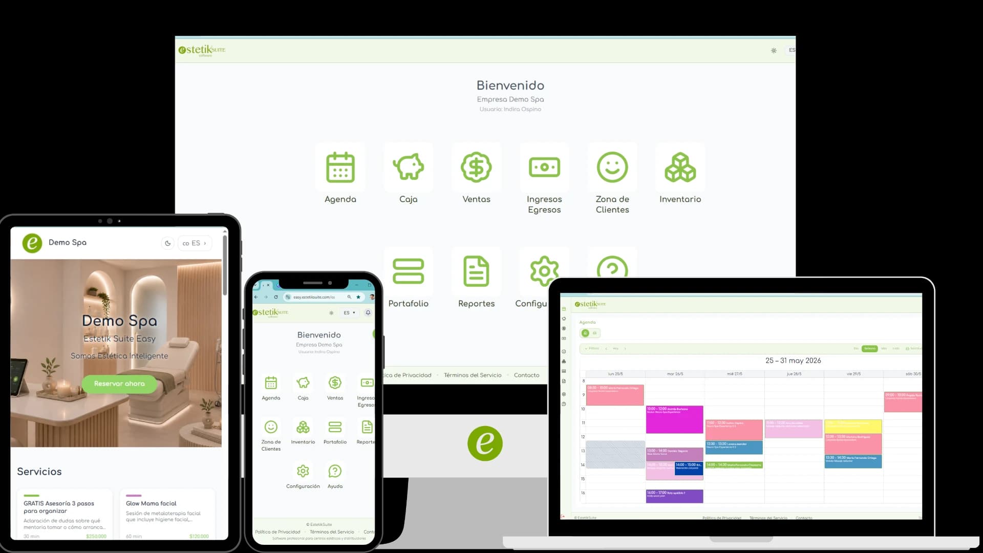 Panel de control de EstetikSuite para la gestión de propiedades en Colombia