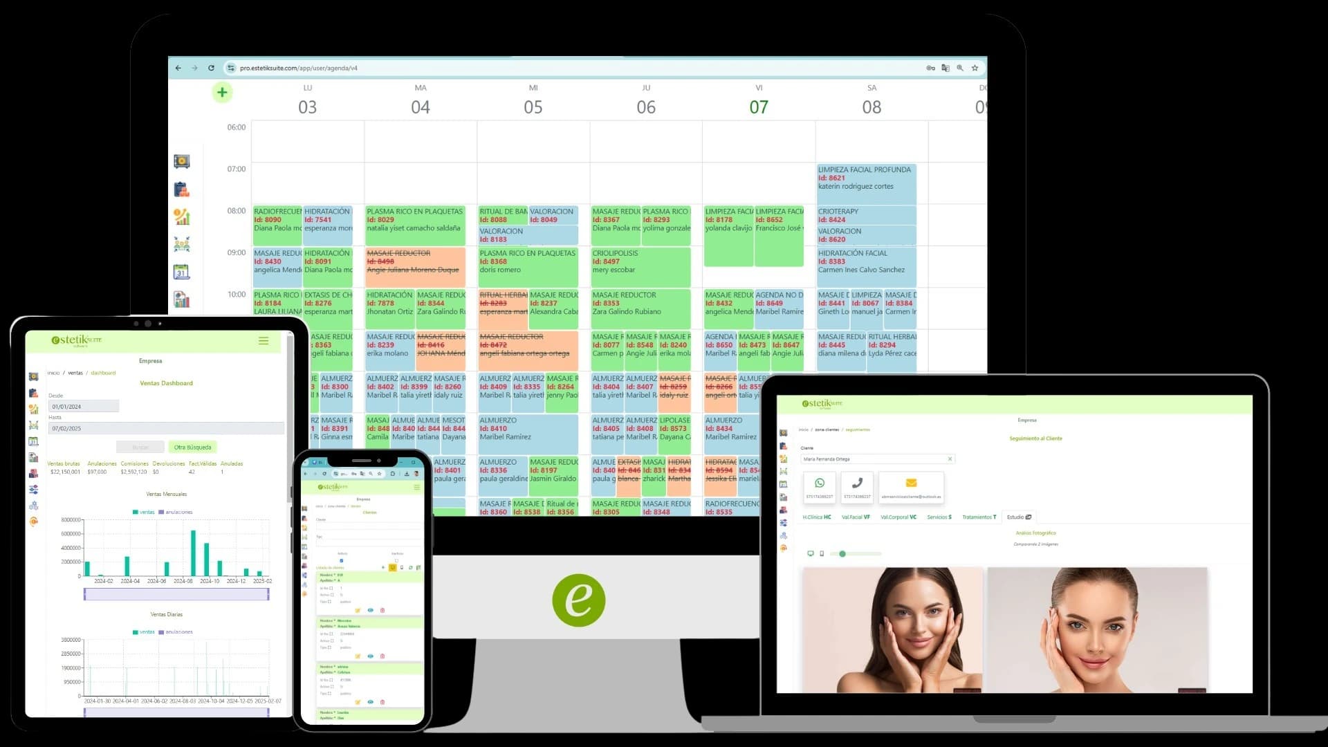 Panel de control de EstetikSuite para la gestión de propiedades en Colombia